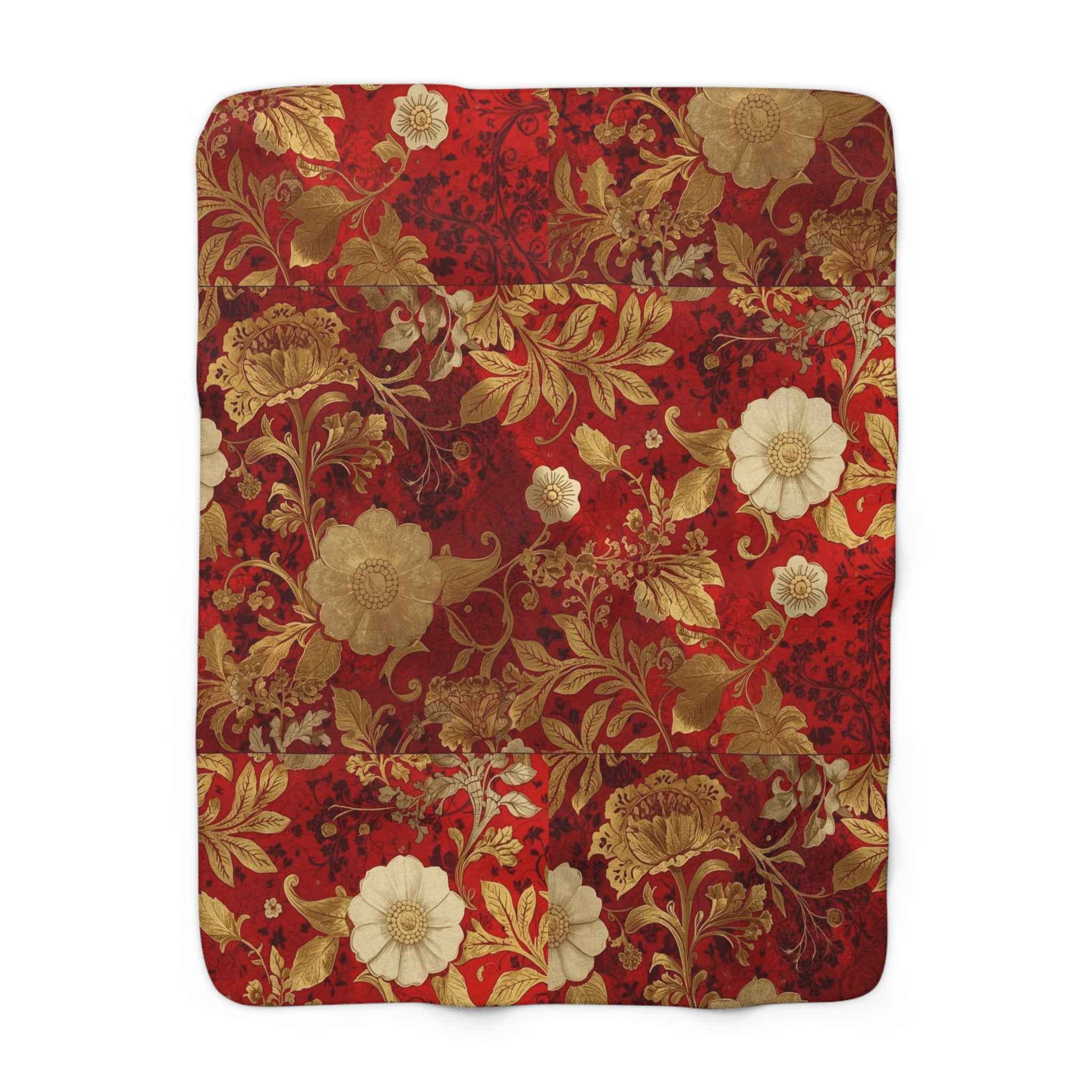 Luxurious Floral Sherpa Fleece Blanket, Cozy Throw for Winter, Elegant Home Decor, Perfect Gift for Holidays, Soft and Warm Blanket
